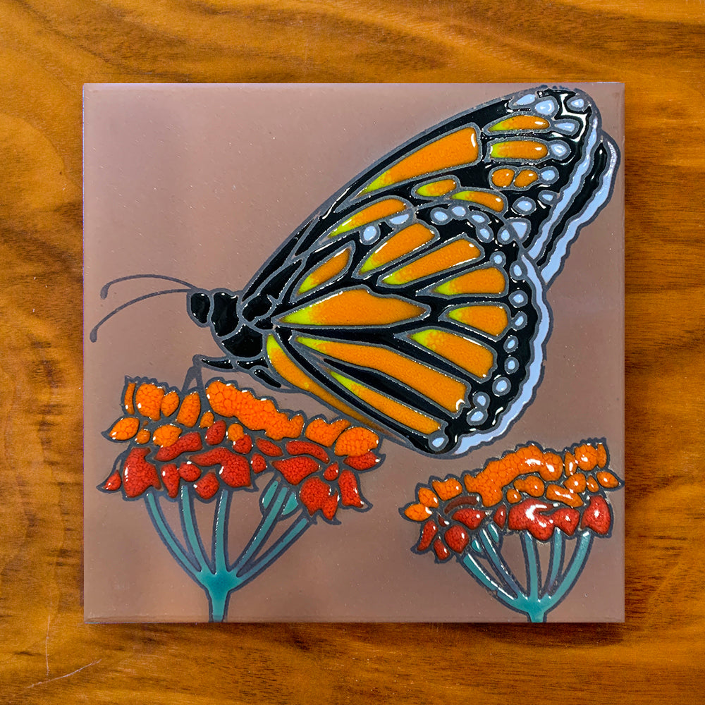 Monarch with Milkweed Tile Art Trivet