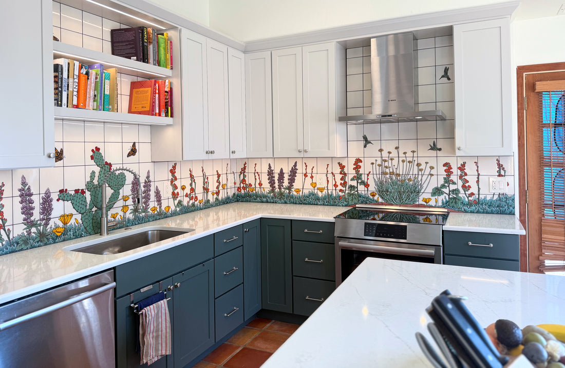 Desert Wildflowers Kitchen Backsplash