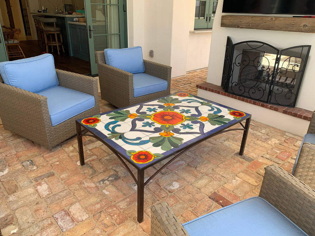 White Ceramic Floral Table