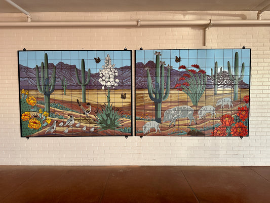 Custom Tile Mural with Desert Scene