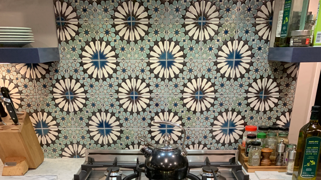 Custom Blue Alhambra Backsplash