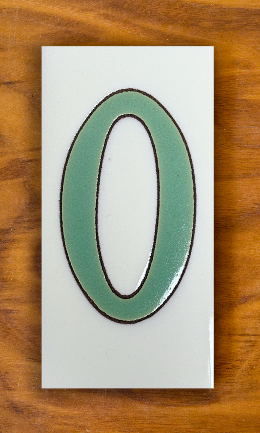 Plain Green on White Individual 3x6 House Number Tiles