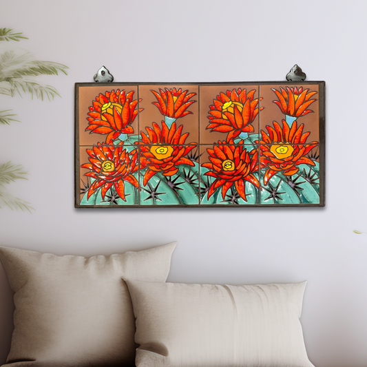 Desert Southwest cactus art featuring blooming hedgehog cactus.&nbsp;