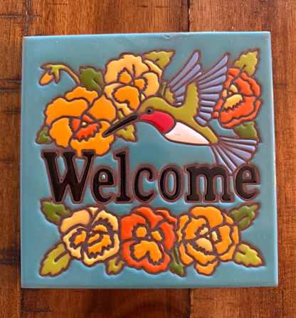 10/2 1pm: Glaze a 6" Art Tile Workshop - Welcome Hummingbird