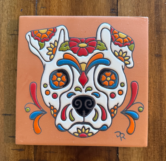 10/15 10am: Glaze a 6" Art Tile Workshop: Sugar Skull Dog or Cat OR Choose a tile to glaze