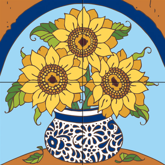 10/10 10am: Glaze a 12" Mural - Sunflower Vase (Intermediate)