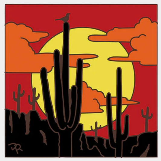 1/31 10am: Glaze a 6” Art Tile - Saguaro Sunset Silhouette Tile