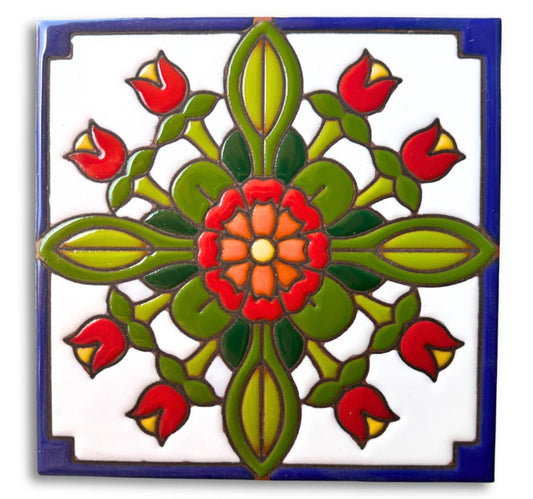 2/5 10am: Glaze a 6” Art Tile - Talavera Tulip Tile