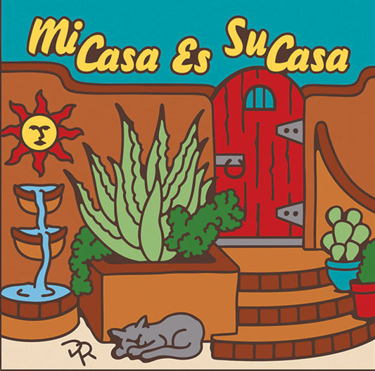 3/5 10am: Glaze a 6” Art Tile - Mi Casa es Su Casa - Cactus Garden Gate with Cat Tile