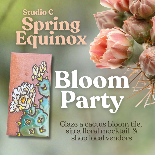 3/20 4pm, 5pm or 6pm: Celebrate the Spring Equinox at Carly Quinn Designs! Glaze a 3x6 prickly pear tile