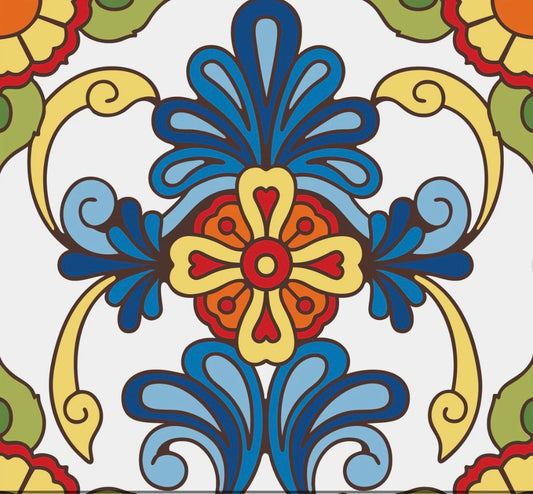 5/1 10am: Glaze a 6” Art Tile - Blue Talavera Floral Tile