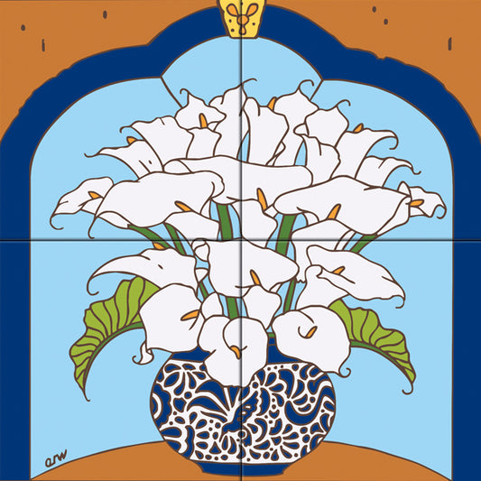 5/7 10am: Glaze a 12" Mural - Calla Lily Vase Mural