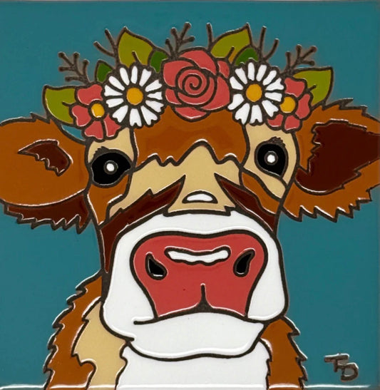 5/12 2pm: Glaze a 6” Art Tile - Farmhouse Cow Tile