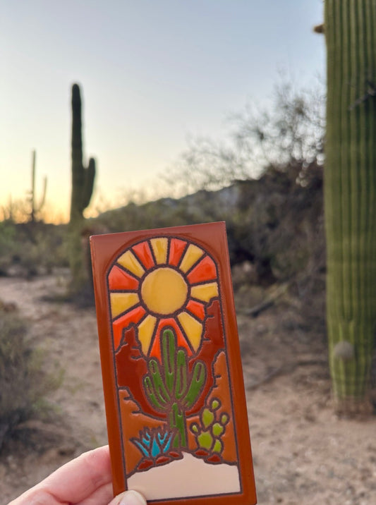🌵6/20 1pm, 2:15pm, or 3:30pm: Celebrate the Summer Solstice at Studio C! Glaze a 3x6 saguaro sunshine tile