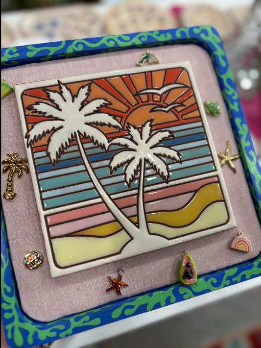 6/5 5pm: Glaze a 6” Retro Ocean *New Design* Art Tile - Design and create your own charms with Sigfus Designs!