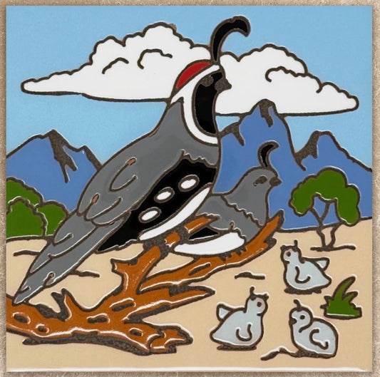 6/1 4pm: Glaze a 6” Art Tile - Quail and Chicks Tile or Choose another design