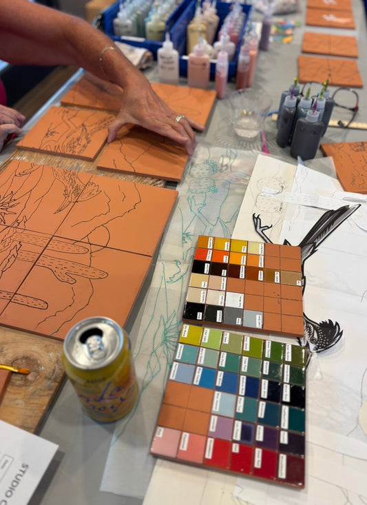 6/3 10am: Advanced Workshop: Design & glaze your own 6” tile - Drawing with wax