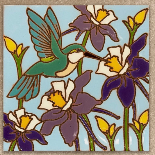 6/13 12pm: Glaze a 6” Art Tile - Hummingbird and Columbines Tile or Choose your own