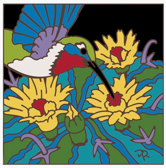 6/26 5pm: Glaze a 6” Art Tile - Hummingbird and Barrel Cactus or Choose your own