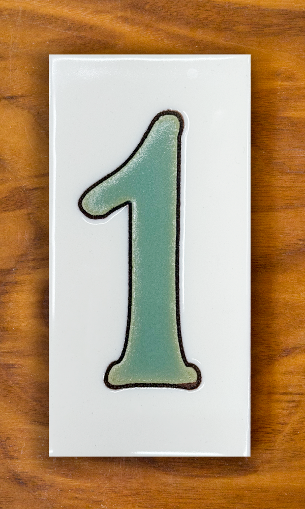 Plain Green on White Individual 3x6 House Number Tiles