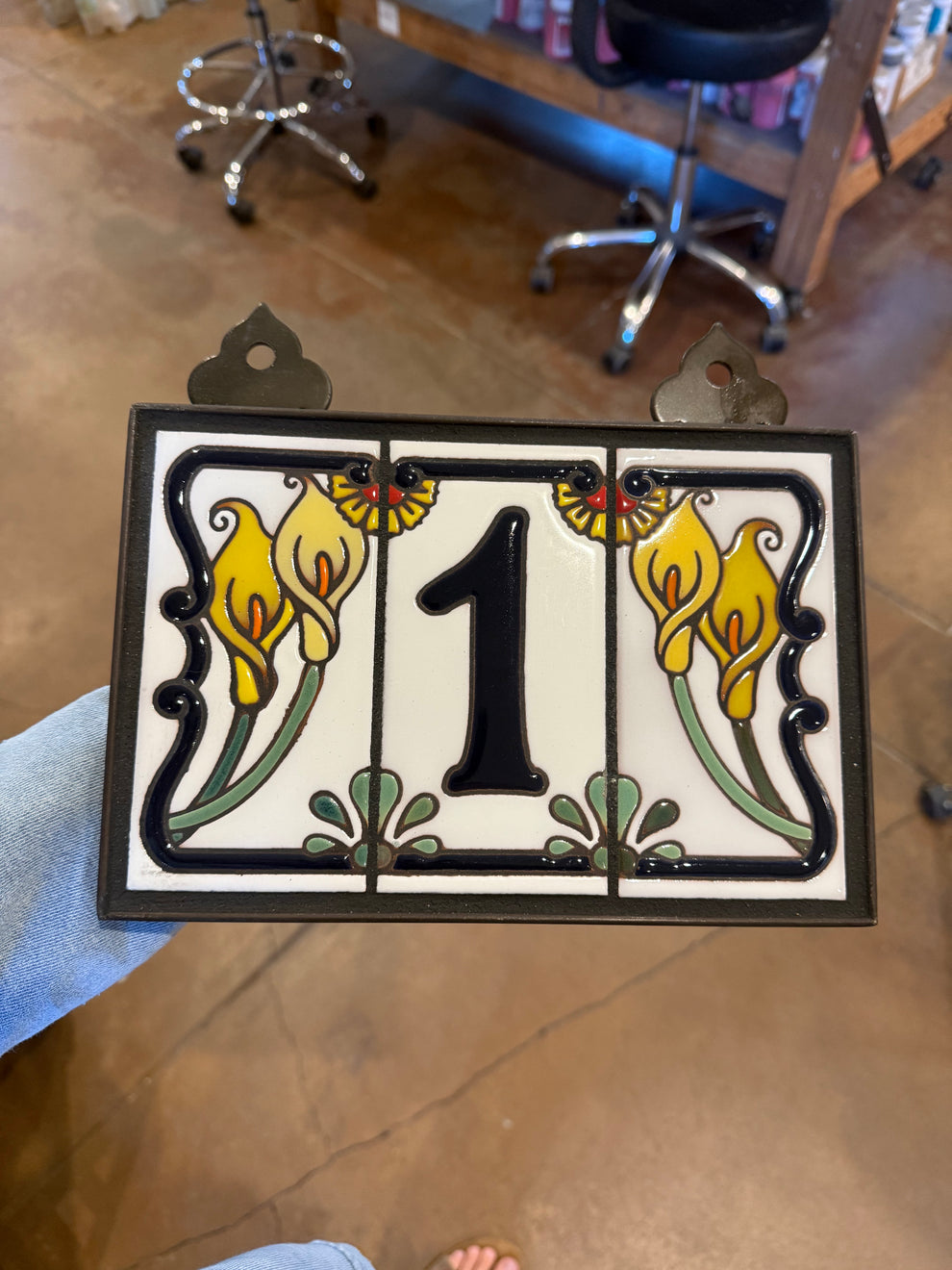Custom Tile House Number Sign, Ceramic Address Plaque with Calla Lily ...