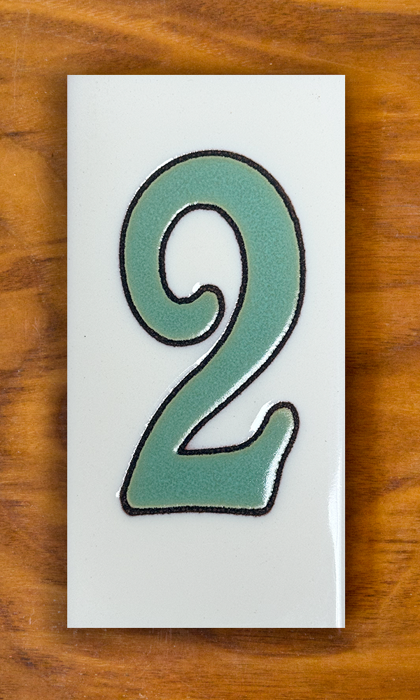 Plain Green on White Individual 3x6 House Number Tiles