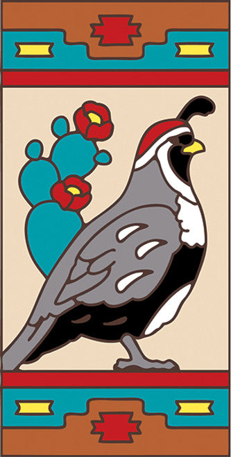 Quail with Southwest Border 3x6 Tile (3034), Earthtones Heritage Collection