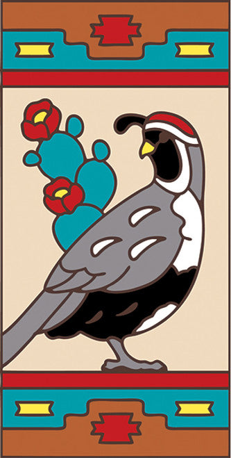 Quail with Southwest Border 3x6 Tile (3034), Earthtones Heritage Collection