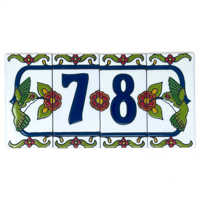 Talavera Tile House Number Mexican Tile Address Sign Hummingbird