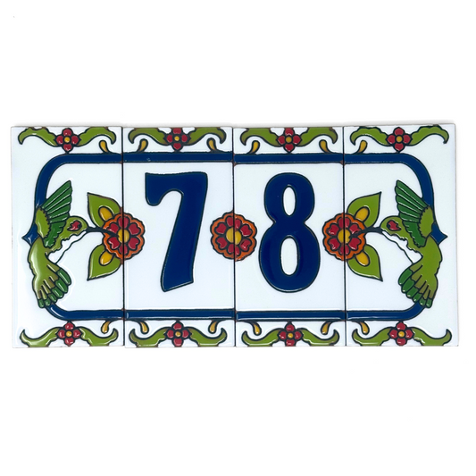 Talavera Tile House Number Mexican Tile Address Sign Hummingbird