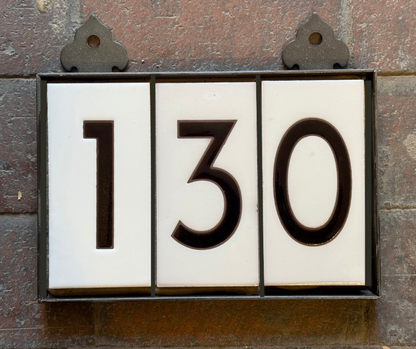 Custom Framed Tile House Number Set: Frank Lloyd Wright© - White