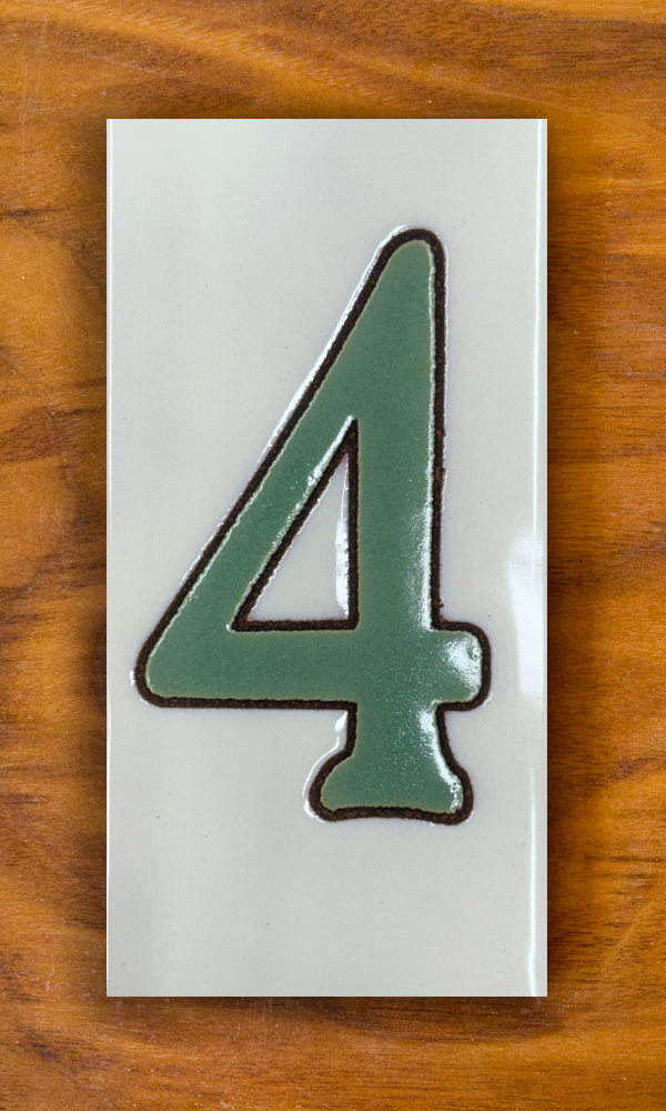 Plain Green on White Individual 3x6 House Number Tiles