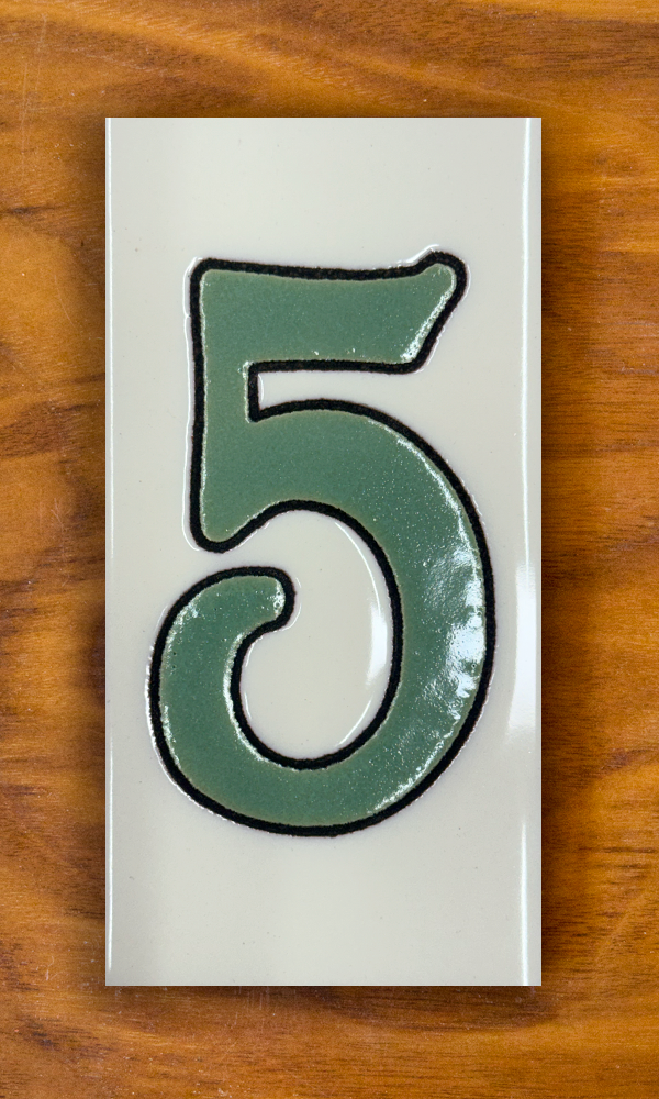Plain Green on White Individual 3x6 House Number Tiles