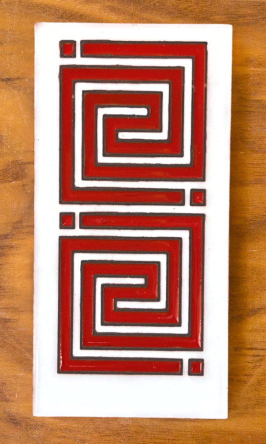 Whirling Arrow | Frank Lloyd Wright© 3x6 Tile Red and White Ceramic
