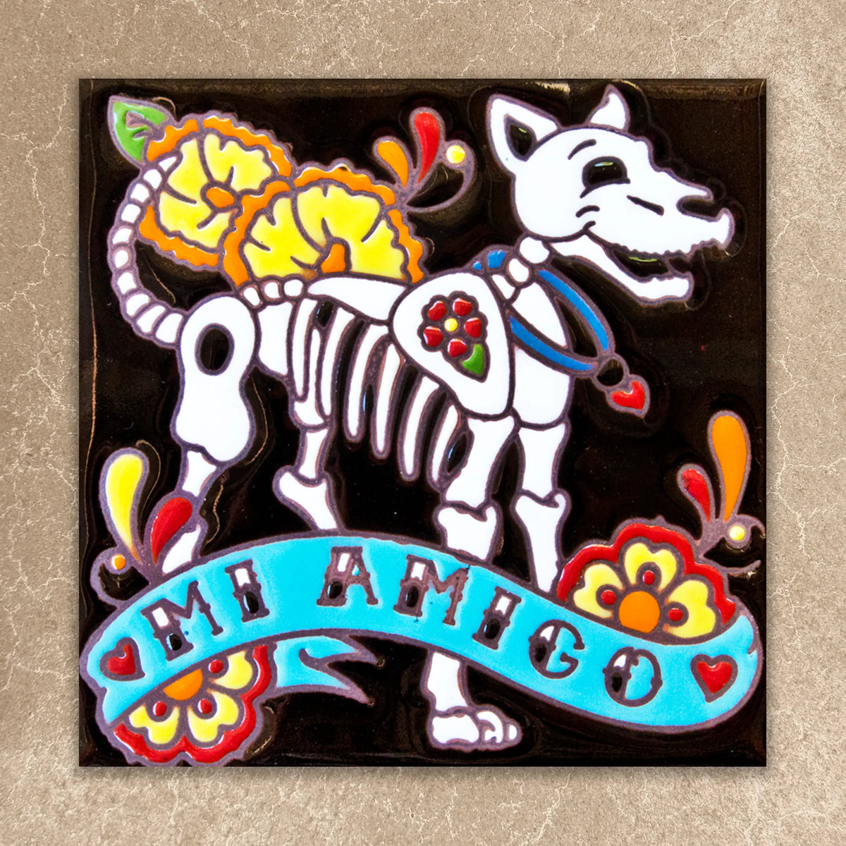 Day of the Dead Dog Tile (6010), Earthtones Heritage Collection