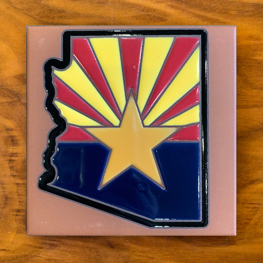 Arizona State Flag Tile | Hand Glazed AZ Souvenir, Kitchen Gift, Trivet ...