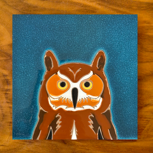 Great Horned Owl Tile Art Trivet