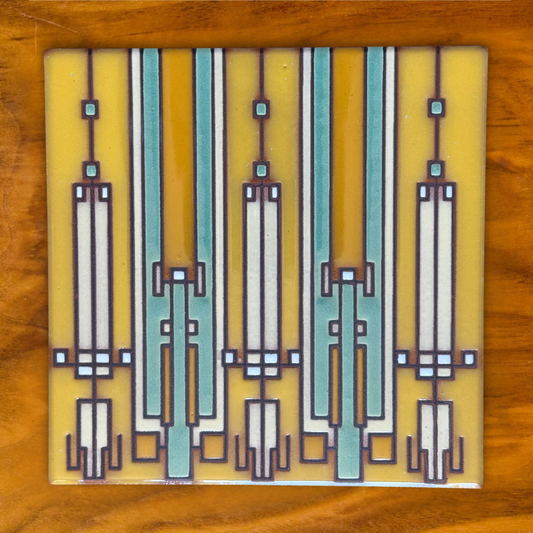Coonley House | Frank Lloyd Wright© 6x6 Ceramic Tile | Art and Architecture Gift | Unique Kitchen Trivet | Cork Backed | Small Wall Decor