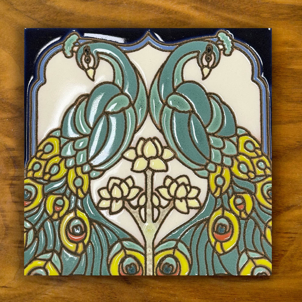 Peacocks Tile Art Trivet