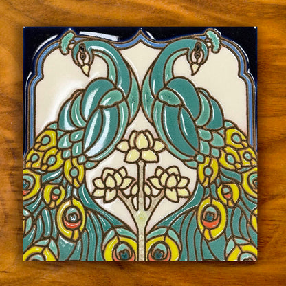 Peacocks Tile Art Trivet