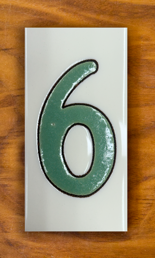 Plain Green on White Individual 3x6 House Number Tiles