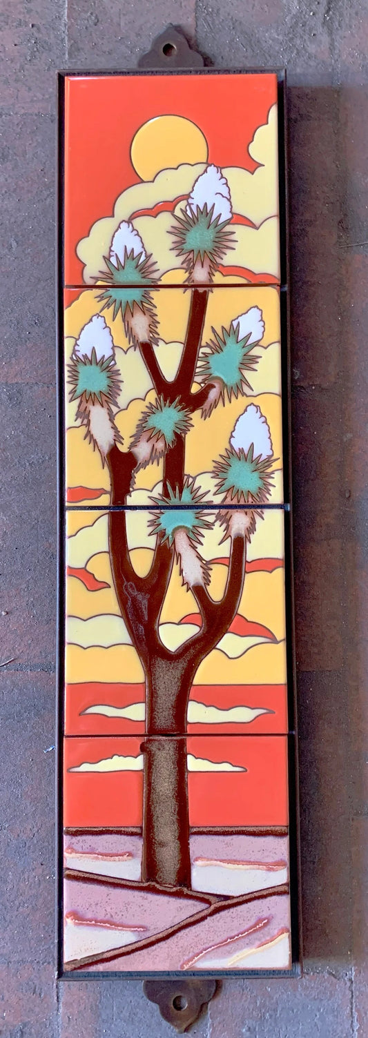 6"x24" Retro Joshua Tree Tile Mural - Framed