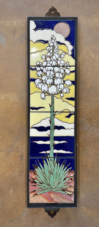 6"x24" Retro Yucca at Night Tile Mural - Framed