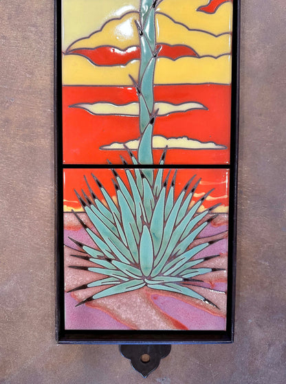 6"x24" Retro Yucca Tile Mural - Framed