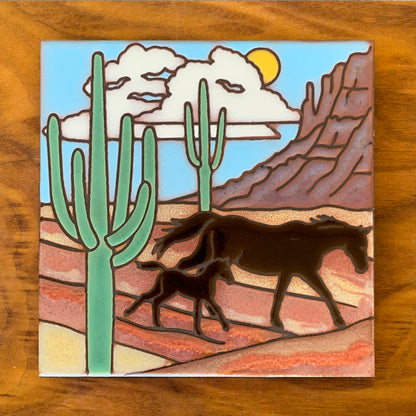 Desert Horses Tile Art Trivet