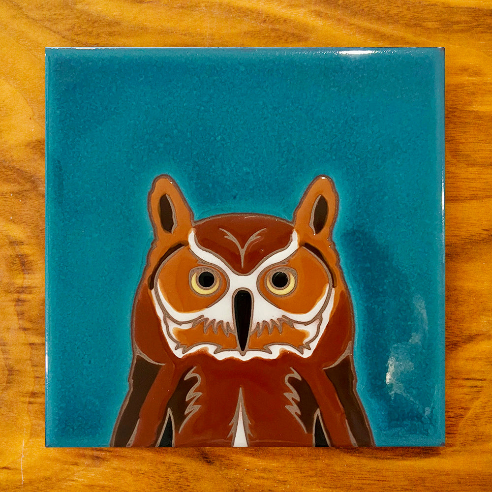 Great Horned Owl Tile Art Trivet