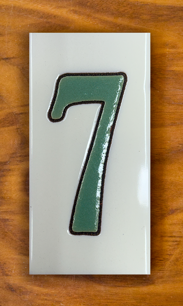 Plain Green on White Individual 3x6 House Number Tiles
