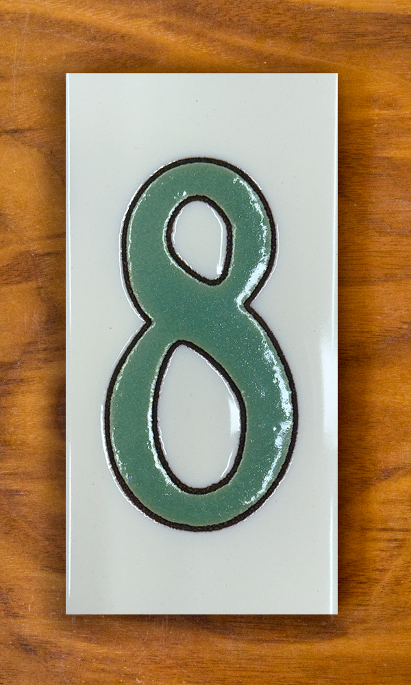 Plain Green on White Individual 3x6 House Number Tiles