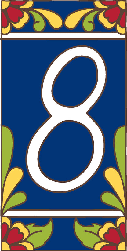 Cobalt Blue Talavera - Loose Tile House Numbers (TC)