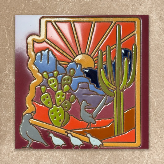 colorful arizona desert tile on beige background